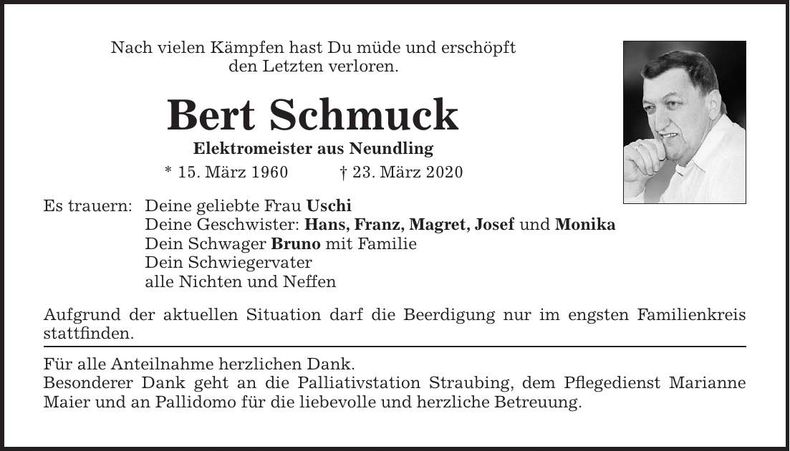 Traueranzeige Bert Schmuck