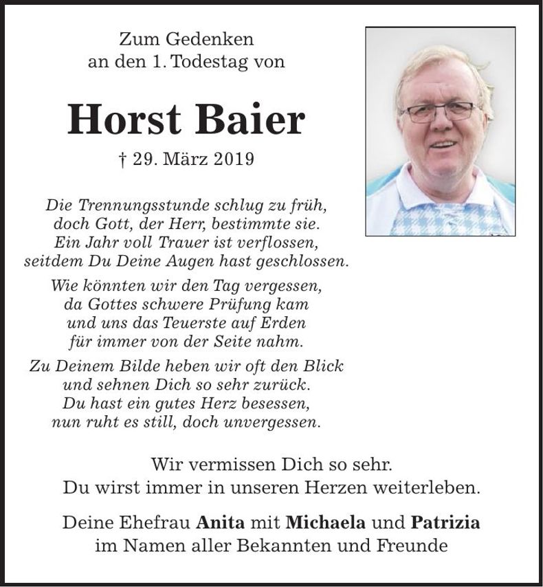 Traueranzeige Horst Baier