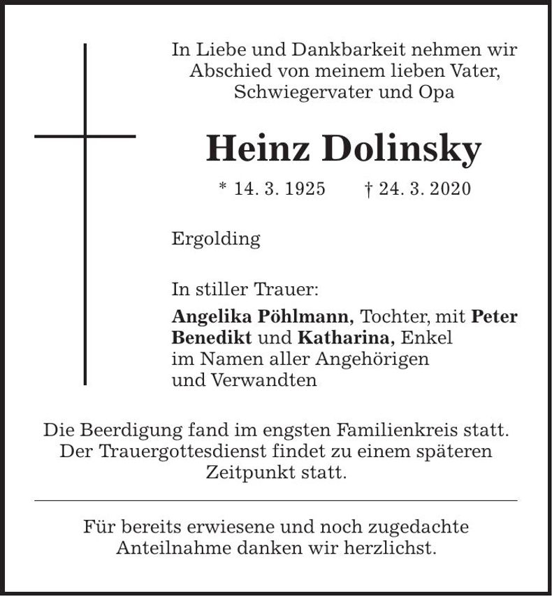 Traueranzeige Heinz Dolinsky
