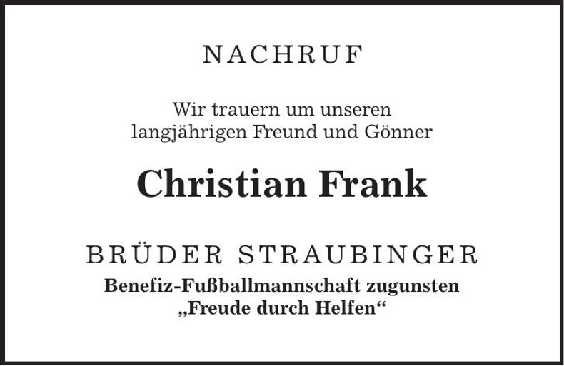 Traueranzeige Christian Frank