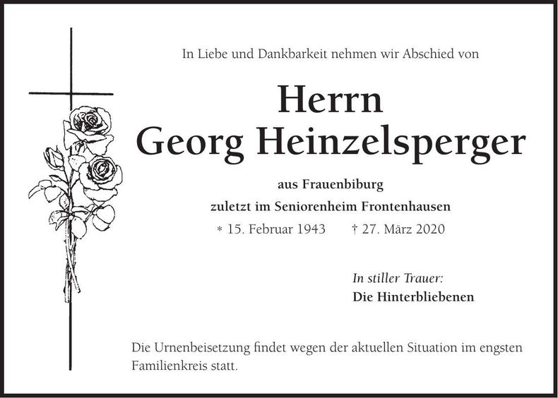 Traueranzeige Georg Heinzelsperger