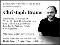 Traueranzeige Christoph Brams