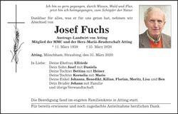 Traueranzeige Josef Fuchs