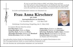 Traueranzeige Anna Kirschner