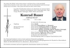 Traueranzeige Konrad Bauer