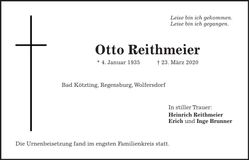 Traueranzeige Otto Reithmeier