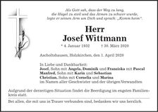 Traueranzeige Josef Wittmann