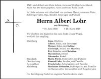 Traueranzeige Albert Lohr