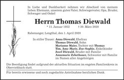 Traueranzeige Thomas Diewald