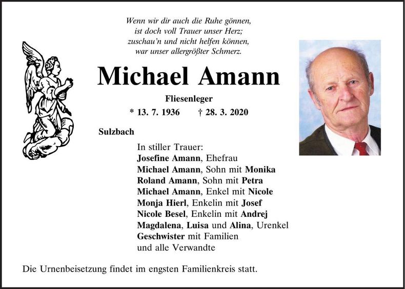 Traueranzeige Michael Amann