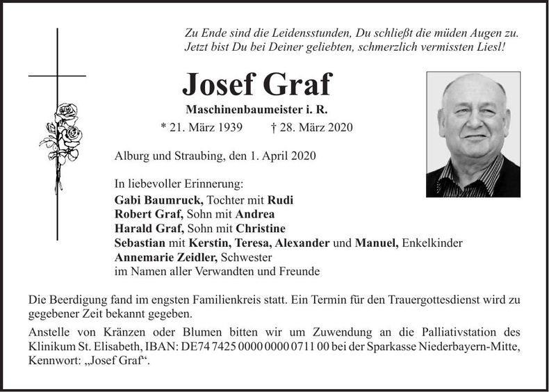 Traueranzeige Josef Graf