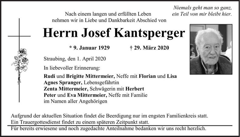 Traueranzeige Josef Kantsperger