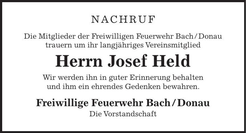 Traueranzeige Josef Held
