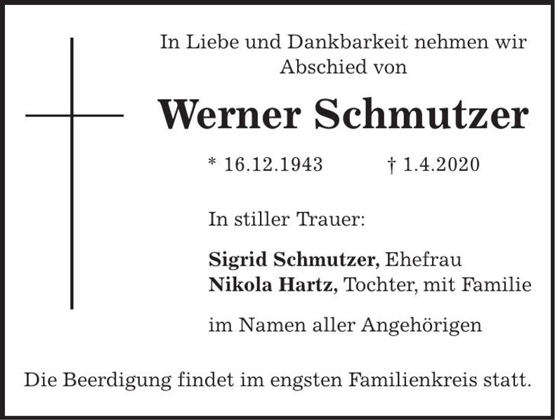 Traueranzeige Werner Schmutzer