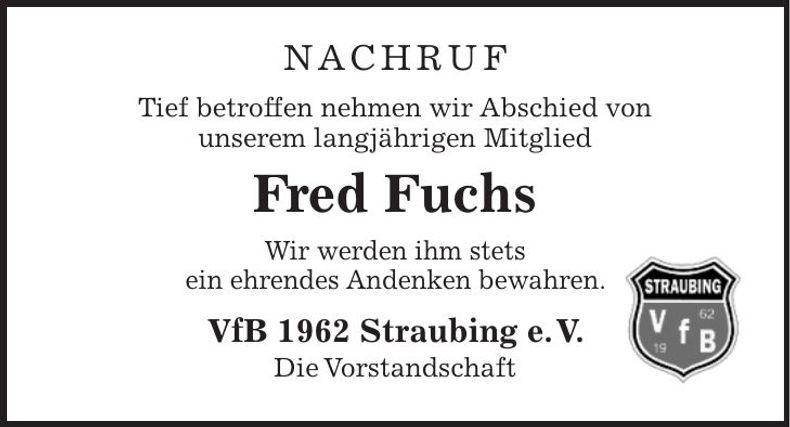 Traueranzeige Fred Fuchs