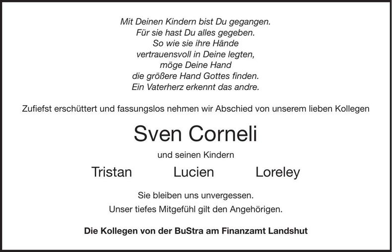 Traueranzeige Sven Corneli