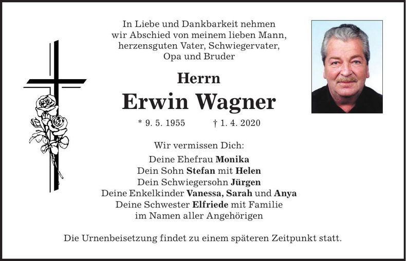 Traueranzeige Erwin Wagner