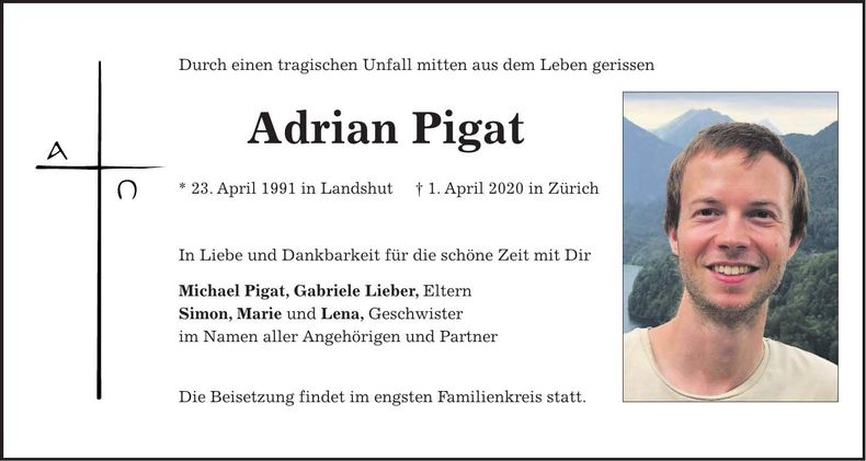 Traueranzeige Adrian Pigat