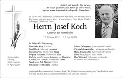 Traueranzeige Josef Koch