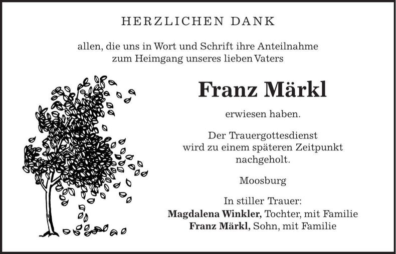 Traueranzeige Franz Märkl