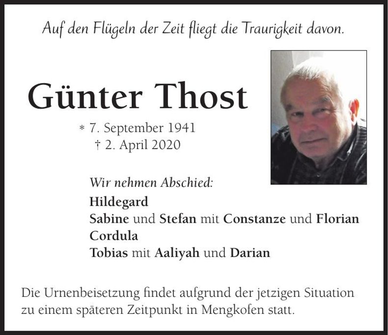 Traueranzeige Günter Thost