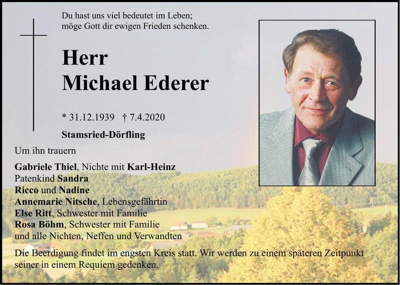 Traueranzeige Michael Ederer