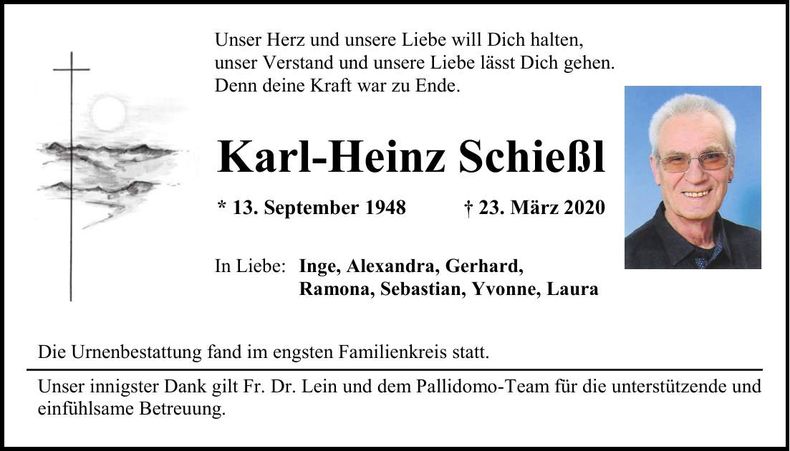 Traueranzeige Karl-Heinz Schießl