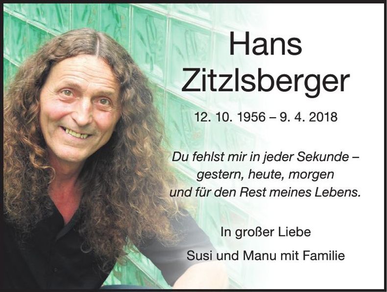 Traueranzeige Hans Zitzlsberger