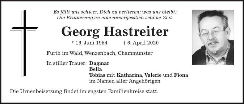 Traueranzeige Georg Hastreiter