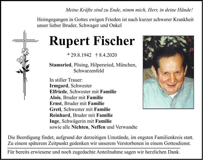 Traueranzeige Rupert Fischer