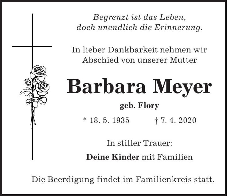 Traueranzeige Barbara Meyer