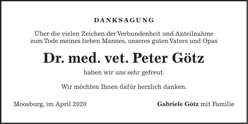 Traueranzeige Peter Götz