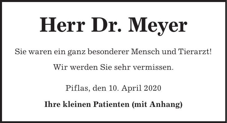 Traueranzeige Jean-Marc Dr. med. vet. Meyer
