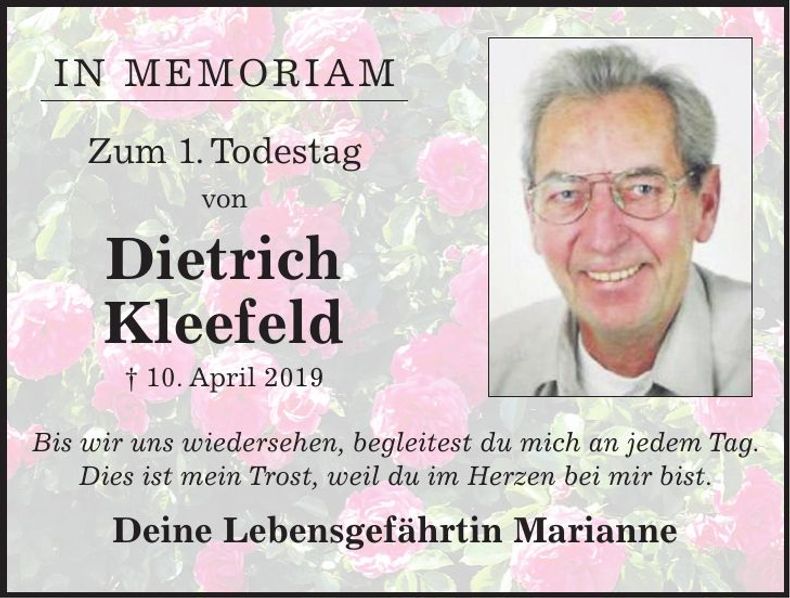 Traueranzeige Dieter Kleeberg