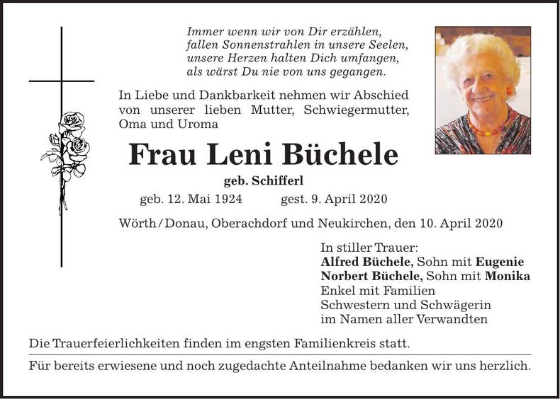 Traueranzeige Leni Büchele