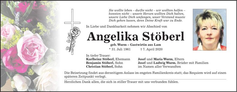 Traueranzeige Angelika Stöberl