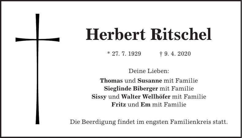 Traueranzeige Herbert Ritschel