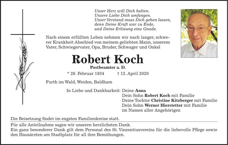 Traueranzeige Robert Koch
