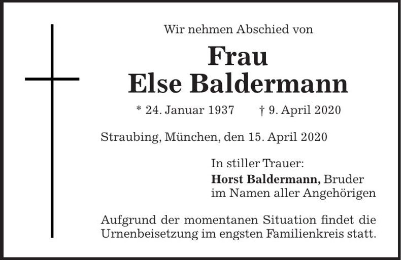 Traueranzeige Else Baldermann