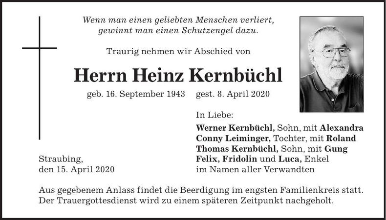 Traueranzeige Heinz Kernbüchl