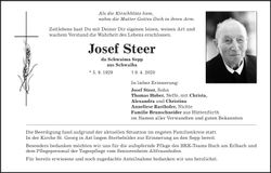 Traueranzeige Josef Steer