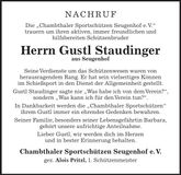 Traueranzeige August Staudinger