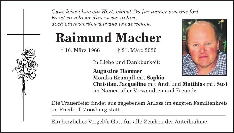Traueranzeige Raimund Macher