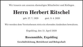 Traueranzeige Herbert Ritschel