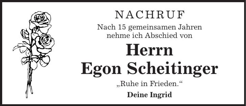 Traueranzeige Egon Scheitinger