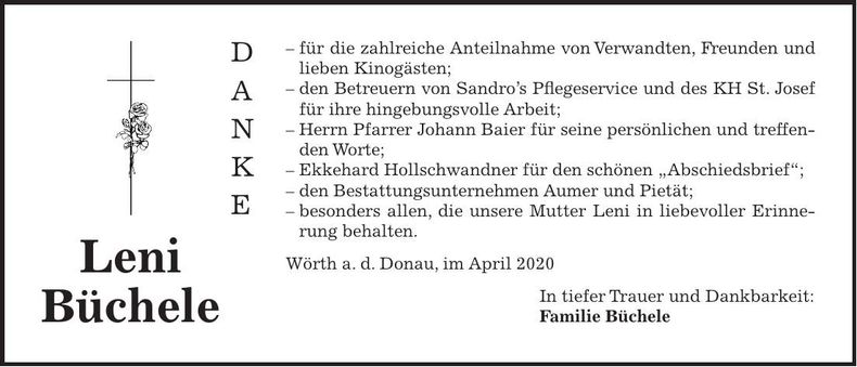 Traueranzeige Leni Büchele