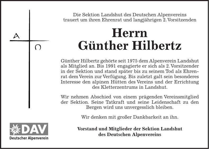 Traueranzeige Günther Hilbertz