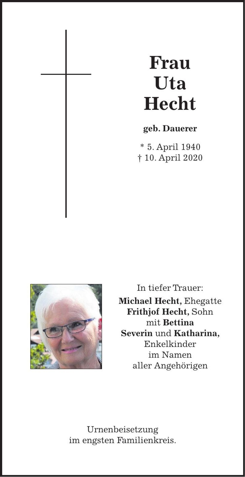 Traueranzeige Uta Hecht