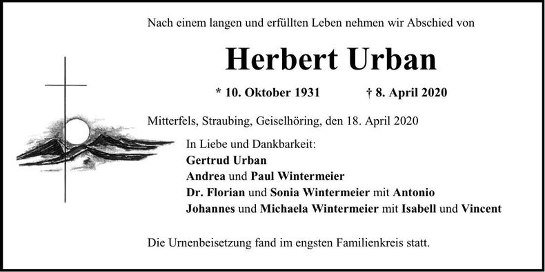Traueranzeige Herbert Urban