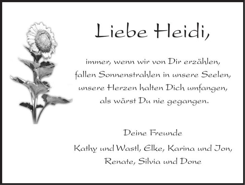 Traueranzeige Heidi Lombardi
